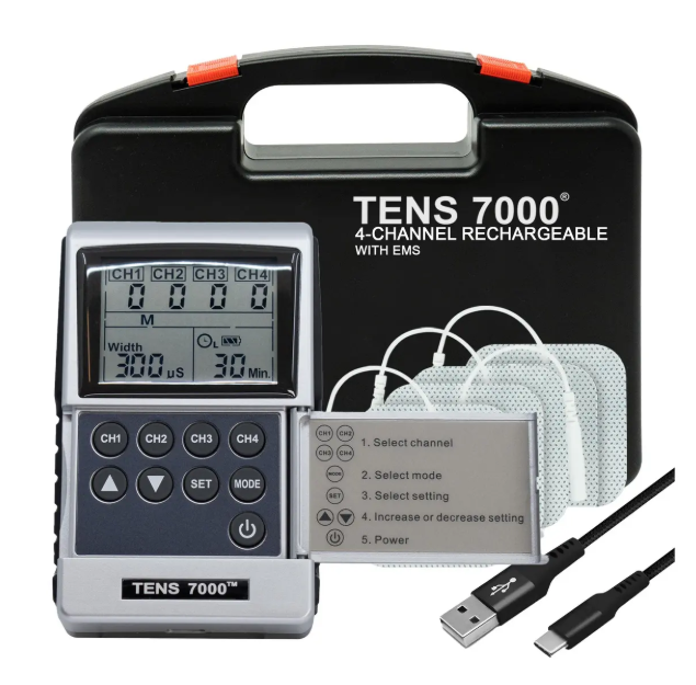 Tens 7000 Pro Estimulador Muscular 4 Canales Alivio Dolor
