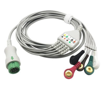 Cable ECG de 5 Derivaciones - Terminal Tipo Snap