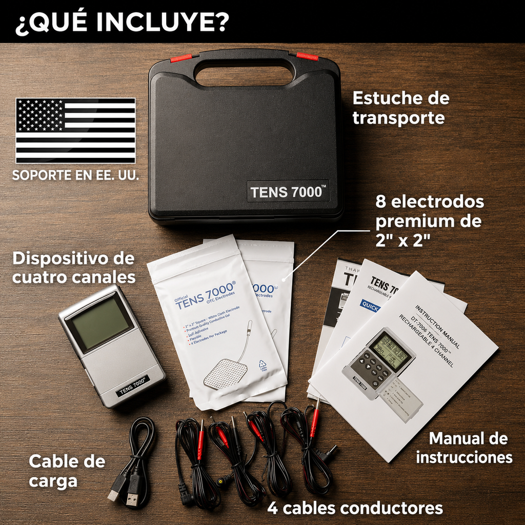 Tens 7000 Pro Estimulador Muscular 4 Canales Alivio Dolor