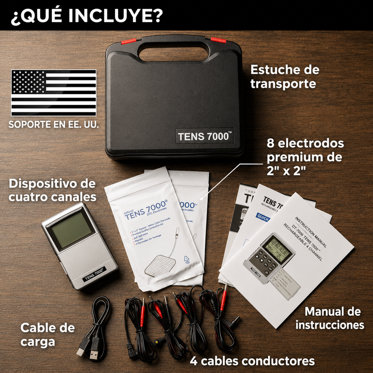 Tens 7000 Pro Estimulador Muscular 4 Canales Alivio Dolor