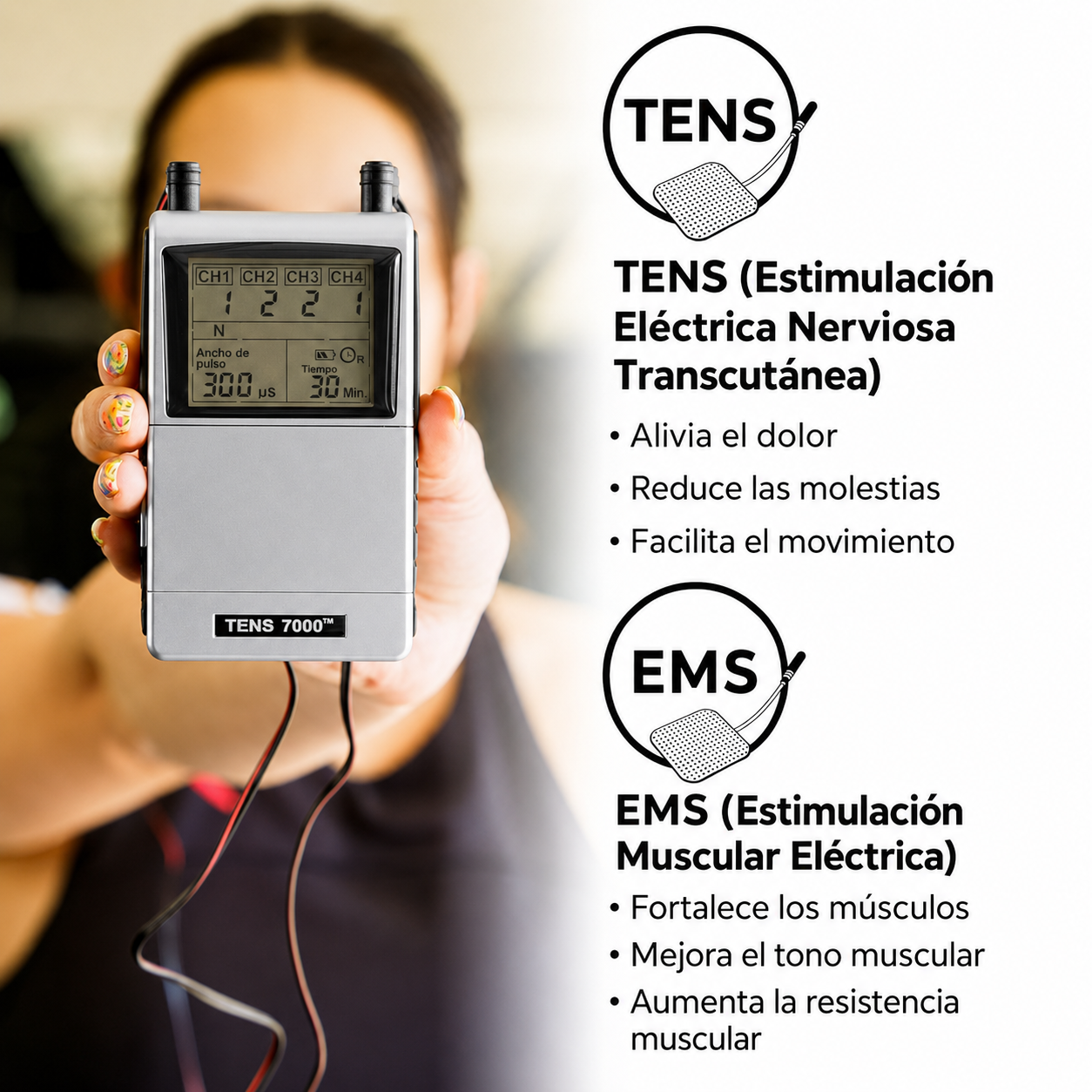 Tens 7000 Pro Estimulador Muscular 4 Canales Alivio Dolor